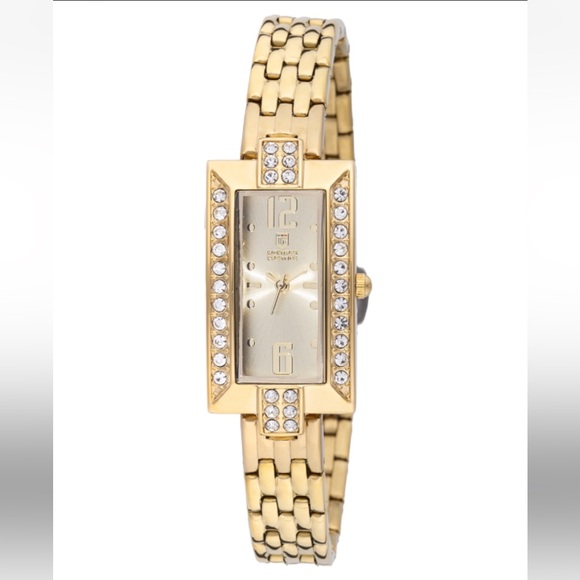 Montes Prestige by Invicta Gold rectangle crystal bezel face watch NIB